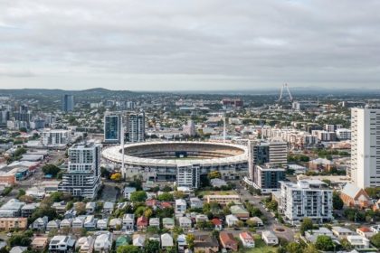 Aerial shot of The Gabba