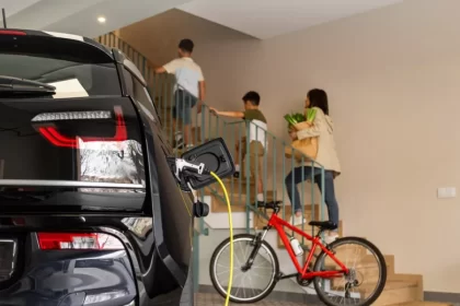 Family power EV in house garage