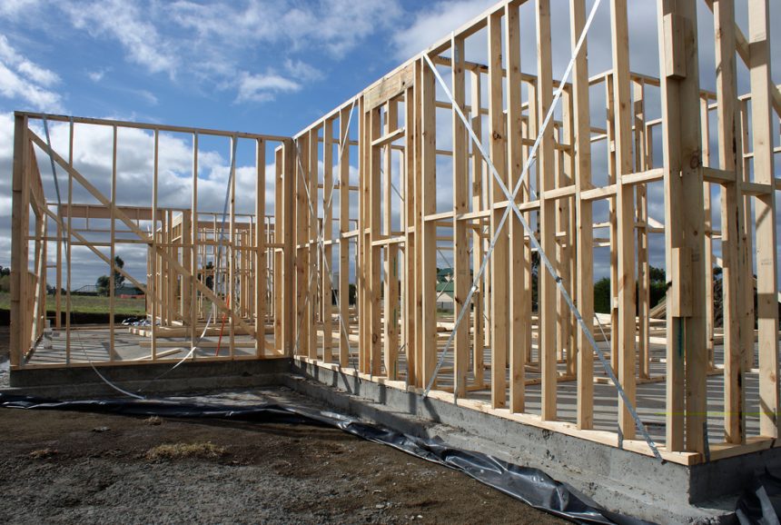 Timber frame of home under construction