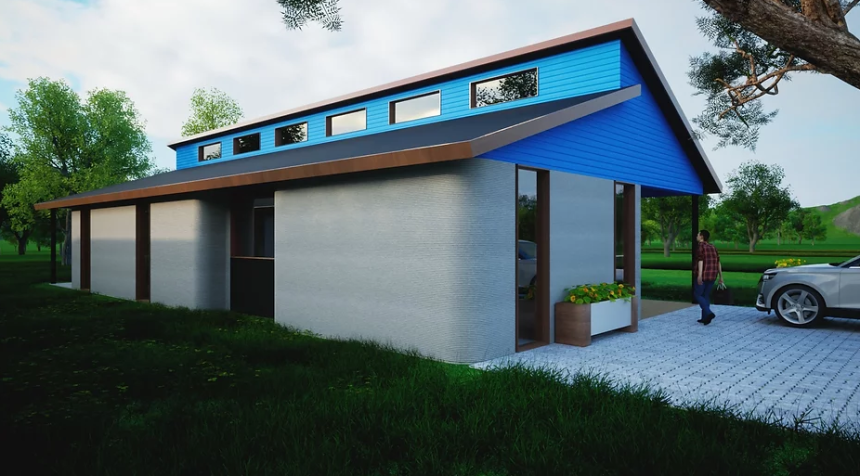 Concept of a two storey 3D printed home by construction company Luyten 3D