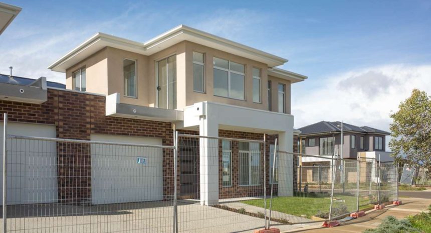 Residential duplex home finalising construction in Australia