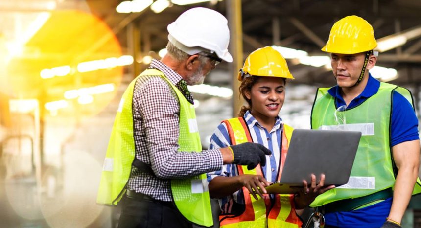 Migrant workers learning on construction job