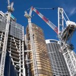 Crane in front of apartment construction in Sydney Australia