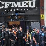 Police outside CFMEU Victoria headquarters