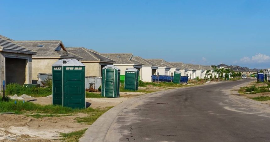 Portaloo's lining street under construction