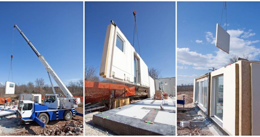 Prefab home under construction