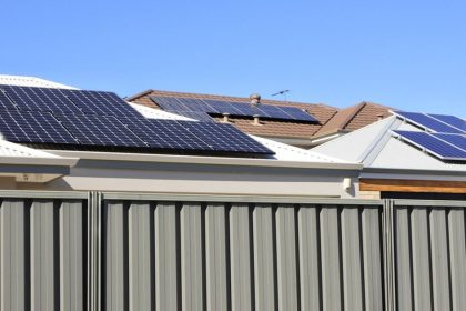 Solar panels on neighbourhood roofs