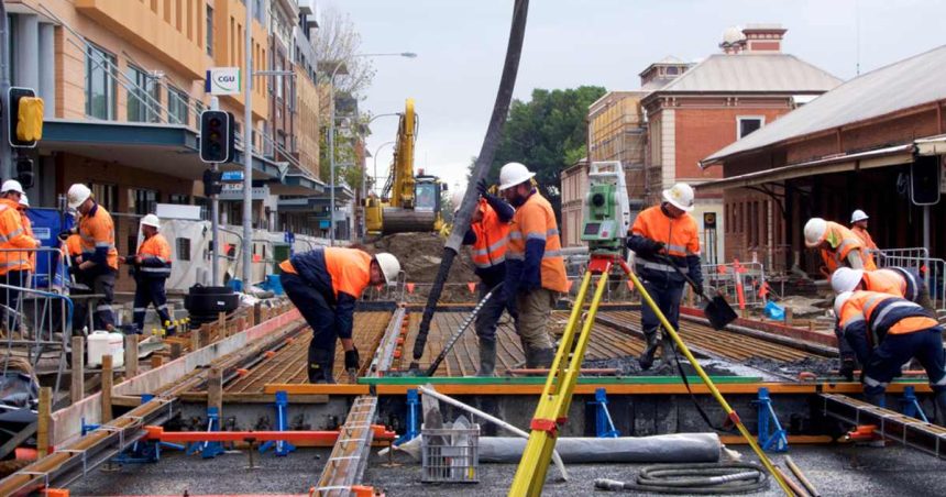 Tradies working on construction site