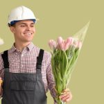 tradesperson with tulips