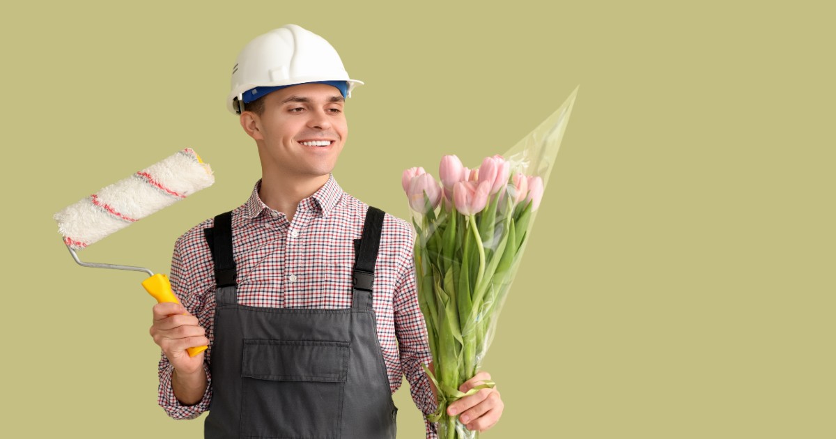 tradesperson with tulips