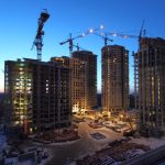 Apartment buildings under construction