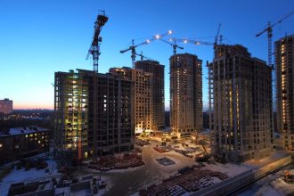 Apartment buildings under construction