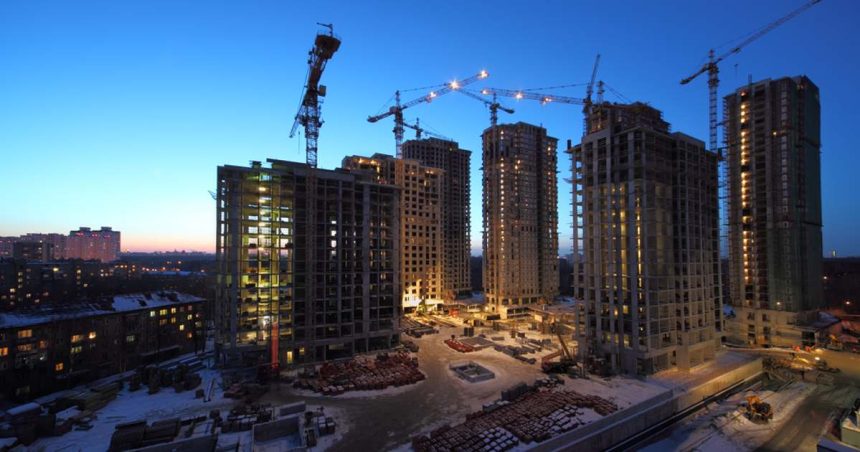 Apartment buildings under construction