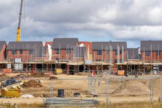 Blocks of suburban homes under construction