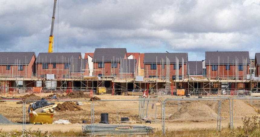 Blocks of suburban homes under construction