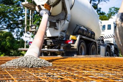 Concrete pour on construction site