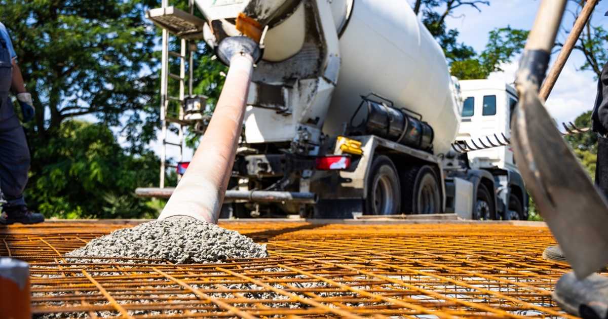 Concrete pour on construction site