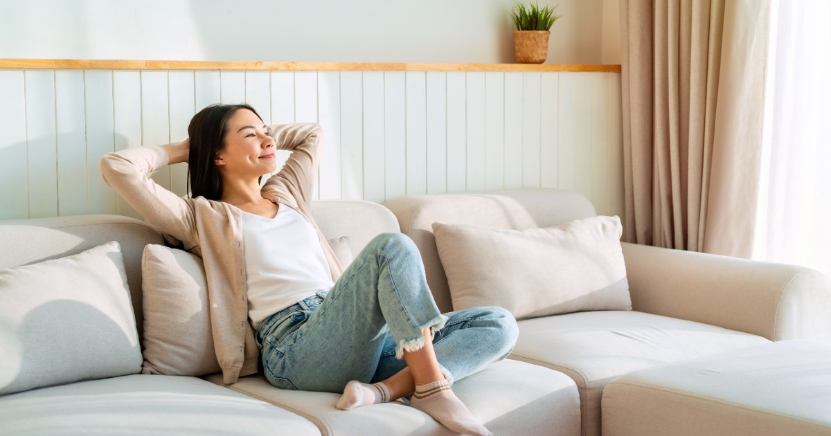 a woman relaxes