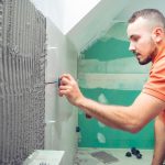 Man renovating his bathroom