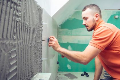 Man renovating his bathroom