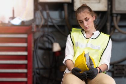 sad lady on the job site