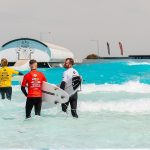 Tradie surfing heading into wave pool